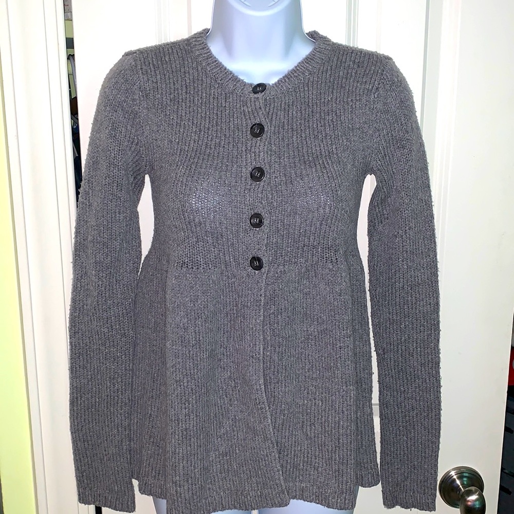 Gray Peplum button up sweater by Vince